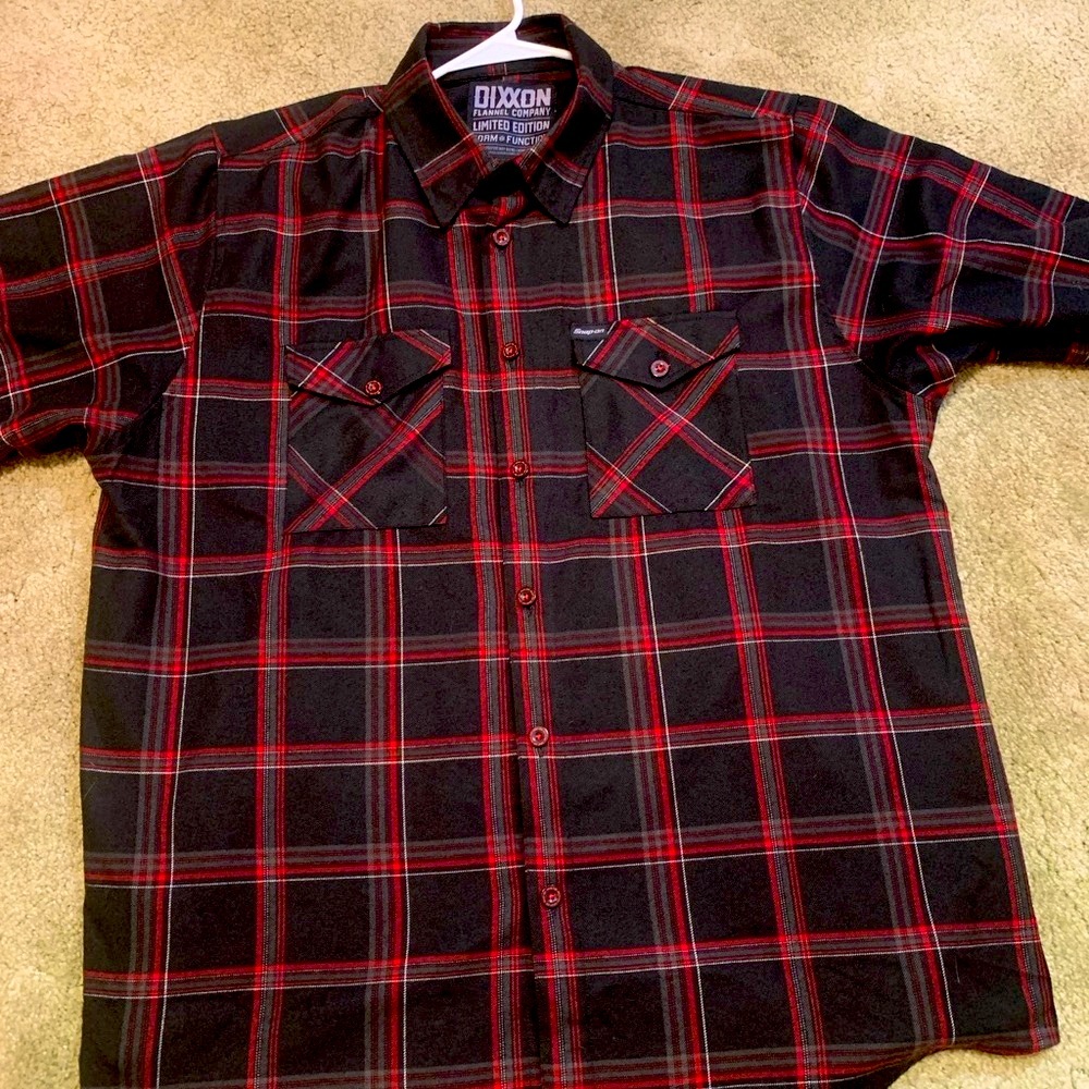 DIXXON  Snap-On Tools  Men's Red and Black Checkered Shirt